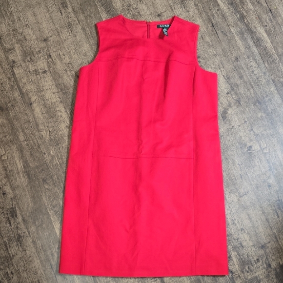 LAUREN Ralph Lauren Women's 16 Red Sleeveless Dress Crew Neck Lined - Picture 1 of 6
